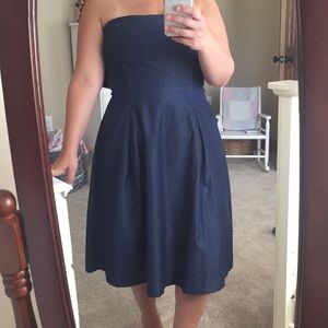 White House Black Market Strapless denim dress